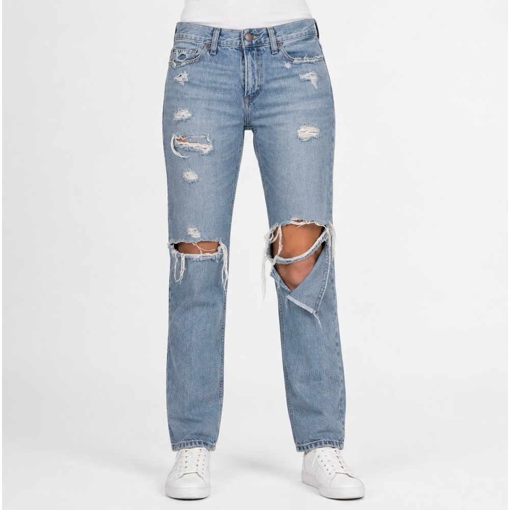 Hollister Distressed Jeans Women 30 Light Wash Good Shredded Straight Leg